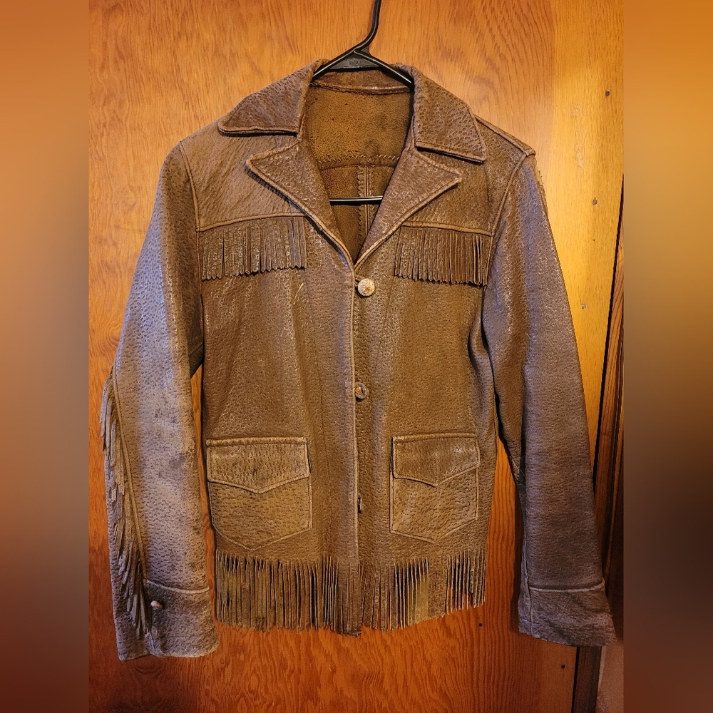 Vintage brown leather western jacket size small